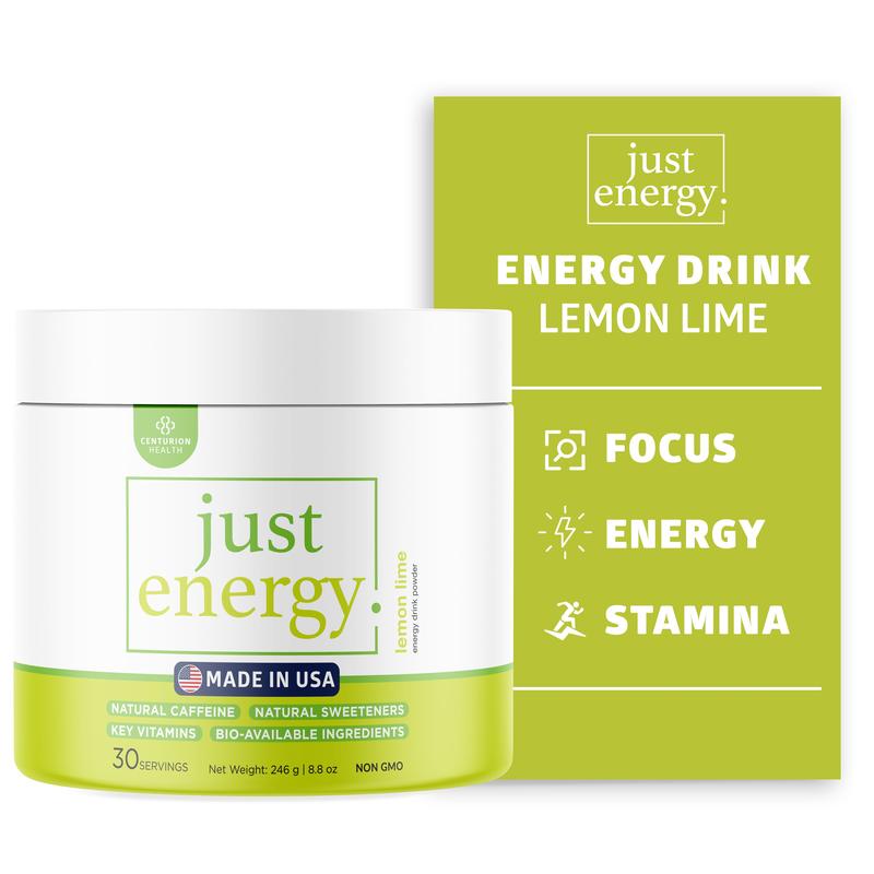 Just Energy Drink Powder, Refreshing Energy Drink Mix with 21 Energy-Boosting Ingredients, Includes B Vitamins, Choline, Zinc, Chromium and Inositol, 30 Servings
