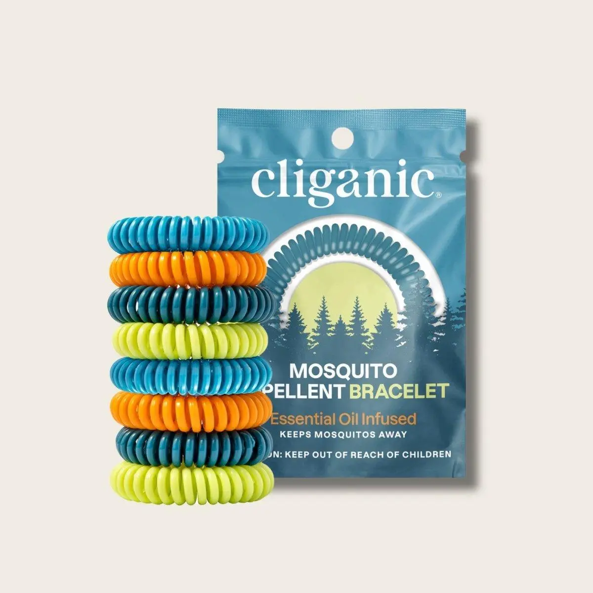 Cliganic Mosquito Repellent Bracelets - Elastic – DEET-Free with Essential Oils, Adjustable & Waterproof Bug Bands for Kids & Adults, Ideal for Travel, Camping & Outdoor Protection