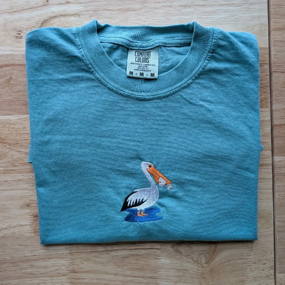Embroidered Pelican Comfort Colors 100% Cotton T-Shirt