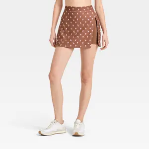 Women's Knit Slit Skort - JoyLab Brown Floral XS