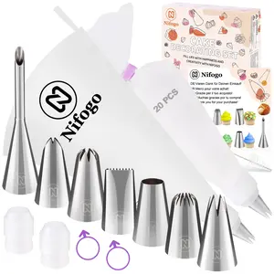 Cake Decorating Kit Professional Baking Set with Cake Turntable, Beginner Squeeze Technique Set, Pastry Bag, Perfect for Beginners and Cake Artists! Decorations Pink/Purple/Blue Set