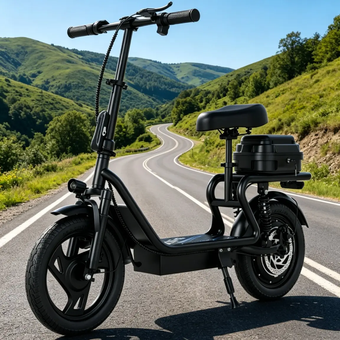 Electric Scooter for Adults with Seat,48V 10.4Ah Battery, Top Speed 22 mph, Driving Range 21-27 Miles, Pet-Friendly Design with Rear Basket