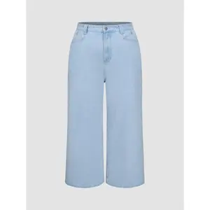 Cider [10 colors, size 0-26] Denim Mid Waist Pocket Wide Leg Jeans Curve & Plus