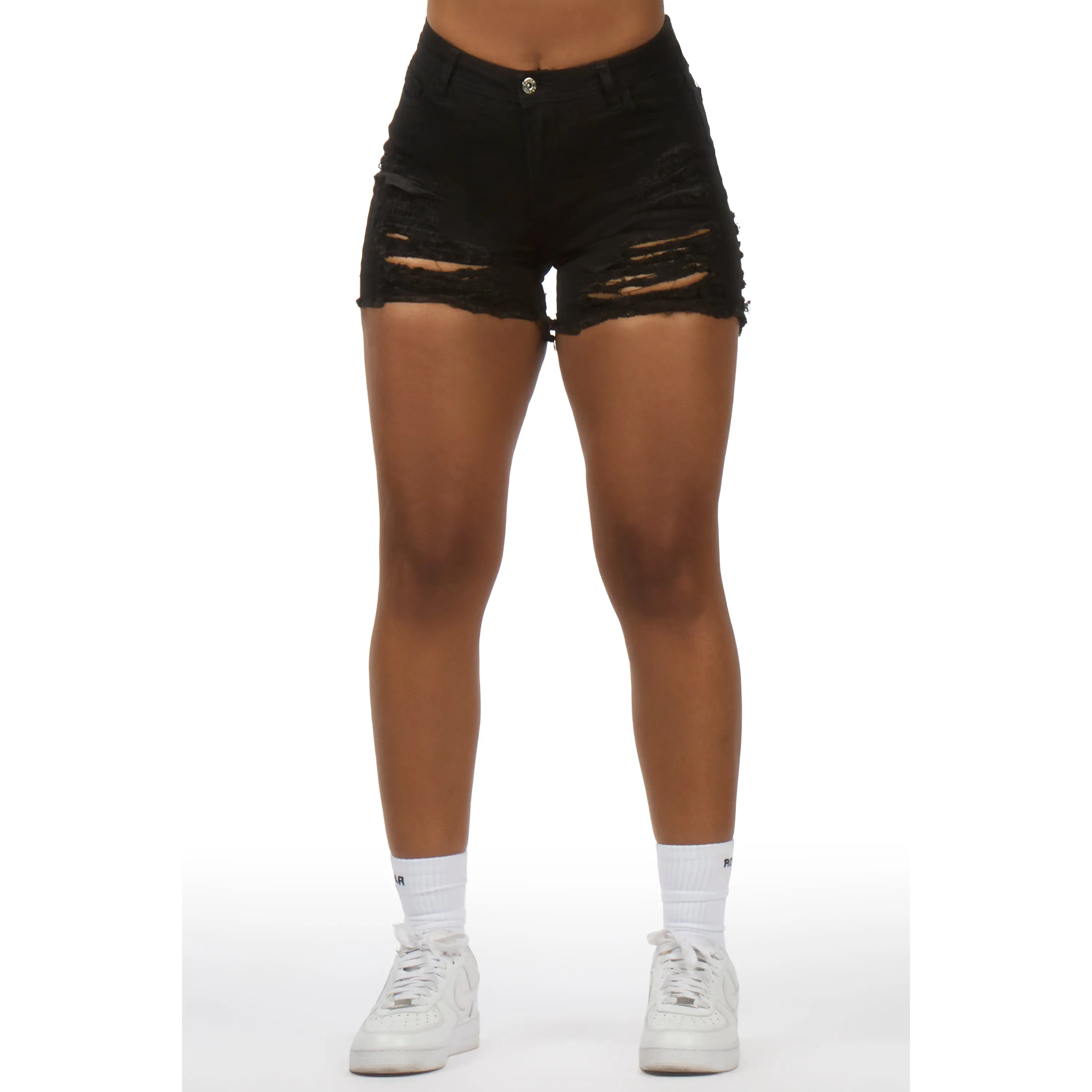 Keelen Black Distressed Denim Short Keelen Black Distressed Denim Short