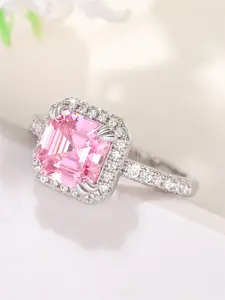 1 PC Luxury Cubic Zirconia Ring For Women Solitaire Engagement Ring For Wedding Engagement Anniversary Party Jewelry Valentine's Day Gift