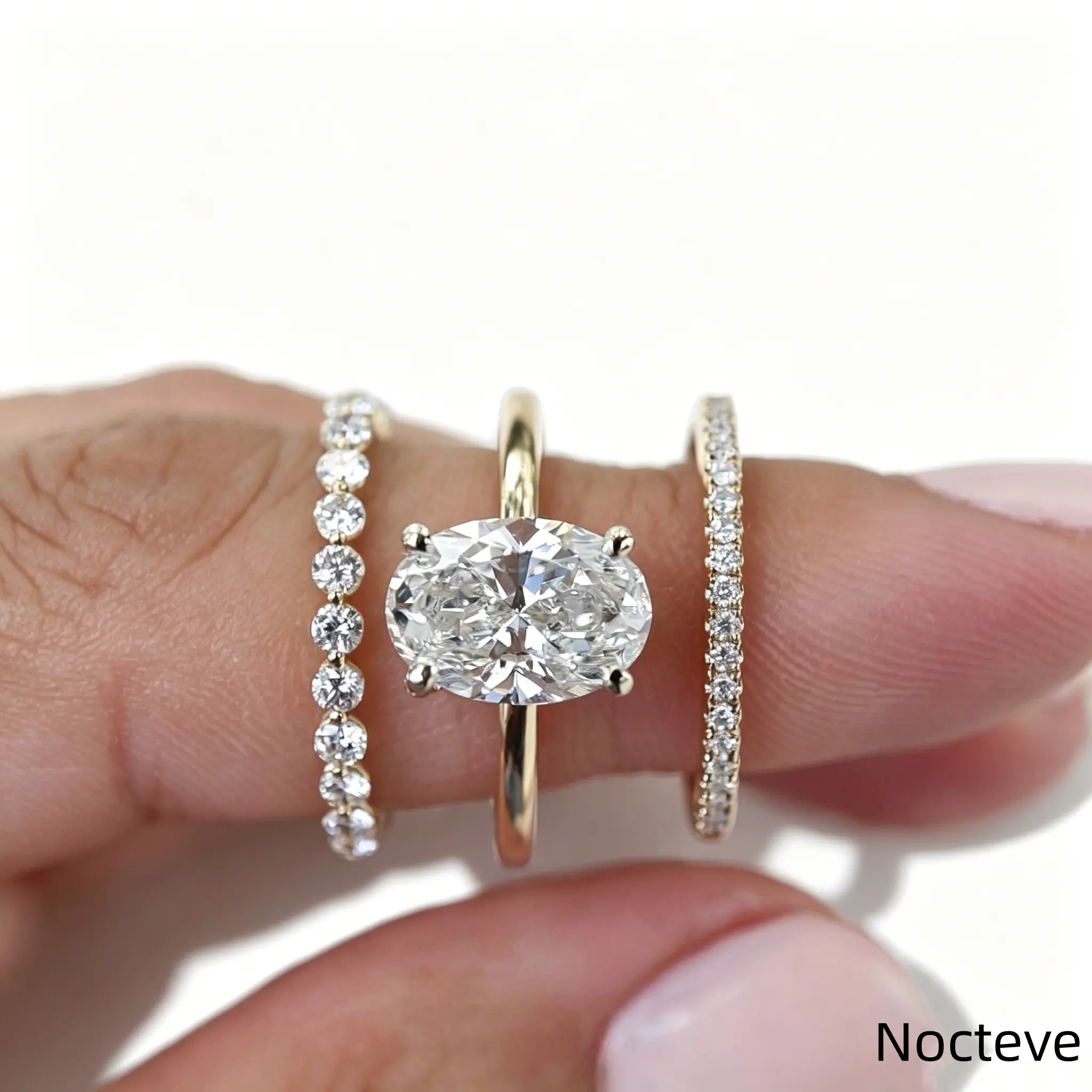 Ladies Triple-Piece Mix-Match Synthetic CZ Alloy Finger Band Bundle, Matte Brushed Delicate Layerable Accessory City Daily Soft Casual & Tiny Sweet Feminine Milestone Keepsake Gifts