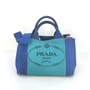 Pre-owned PRADA Canvas Crossbody Bags Medium Bicolor Canapa Tote Bag JL0016