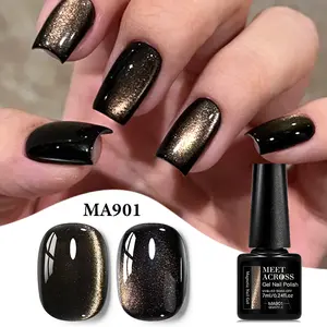 7ml Myriad Rose Cat Eye Gel Nail Polish in 10 Vibrant Colors, Black Golden Luxury Magnetic Nail Gel, Perfect for DIY Salon Quality Nail Art at Home, Colorful Nail Products