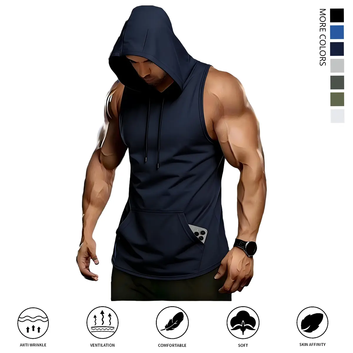 TOOTD Curated — Men’s Workout Tank Top 3-Pack Sleeveless Running Shirts with Hoodies Sports Fitness Vests Sports Vests SpringStatements, men’s tops, stylish lightweight quick-dry, suitable for summer wear TOOTD Curated — Men’s Workout Tank Top 3-Pack Sleeveless Running Shirts with Hoodies Sports Fitness Vests Sports Vests SpringStatements, men’s tops, stylish lightweight quick-dry, suitable for summer wear