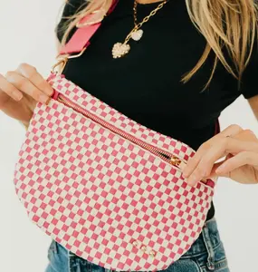 The Westlyn Woven Bum Bag Checkered Pink