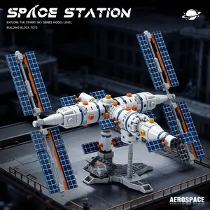 514pcs Space Tiang Station Building Toy Set, Desktop Decorative Display Piece, Perfect Gift for Kids, Durable Building Blocks, Spacecraft Model Kit
