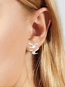 Women's Elegant Dove Design Ear Jacket, Cute Trendy Ear Jewelry, Fashionable Vintage Jewelry for Women & Girls for Daily & Party Decor