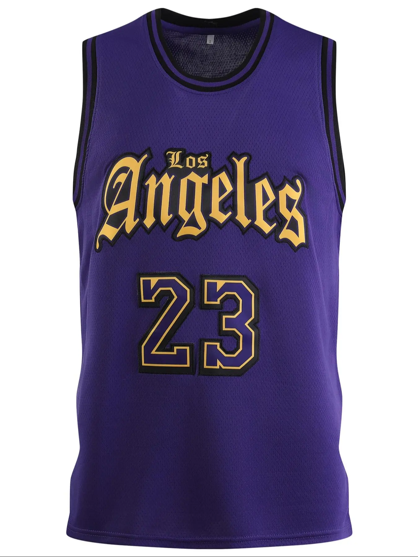 Men's 23 Purple Embroidered Basketball Jersey, Casual Short Sleeve Vest, Summer Fitted H-Type Style, Long Clothing Length, Moderate Fabric Thickness