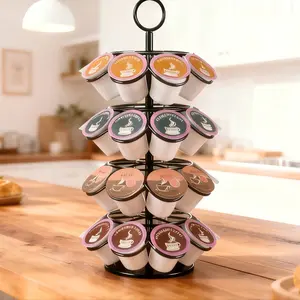 4-Tier K-Cup Holder Compatible with 36 K-Cups, Coffee Pod Carousel, Coffee Pod Storage Stand Detachable Organizer for Countertop