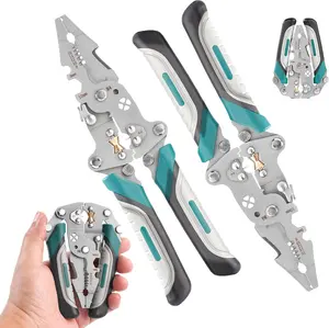 AWEE 18 In 1 Foldable Ｗire Strippers Crimper, Multifunctional Folding Wire Stripping Tool, Wire Stripper Electrical，Electric Cable Stripper, Cable Cutters with Plier, Crimper, Twister, Splitting, 1pcs