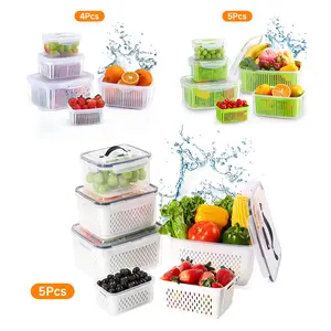 Fruit Storage Containers Vegetable Saver Container with Lid Colander Vent Handle BPA-Free Microwave Dishwasher Safe Multicolor Kitchen Utensils Set