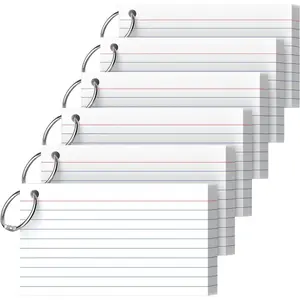 Index Cards 3x5 Inch With Ring, 300 Count, Ruled White Colored Index Card, 180GSM Flash Cards College Ruled for Students, Teachers, Study Note Card for Office, , School, Office