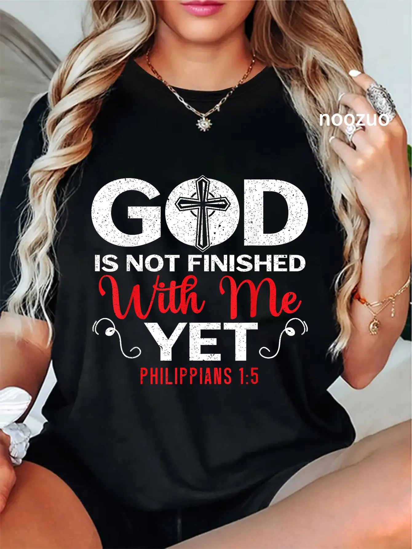 100% Cotton Unisex God Is Not Finished With Me Yet Christian Religious T-Shirt Christ Christian Tops Casual Top