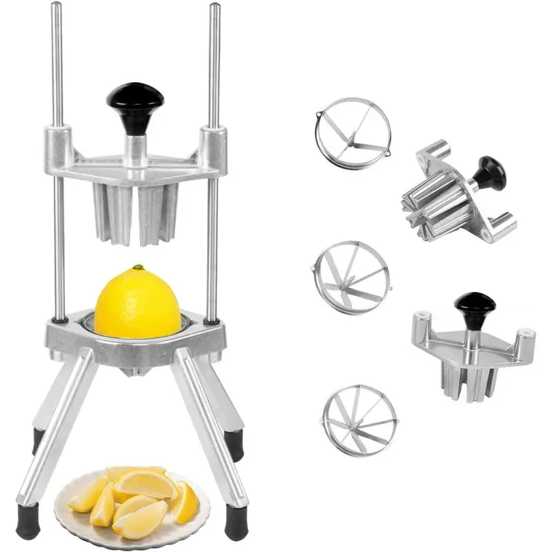 BotaBay 8-Section Lemon Wedger Machine - Sturdy Lightweight Aluminium Kitchen Utensil with V-Shaped Stainless Steel Removable 3 Blades for 4/6/8 Multiple Section Cuts, Fruit Slicer for Kiwi/Lime, Home Use, 4/6/8 Section