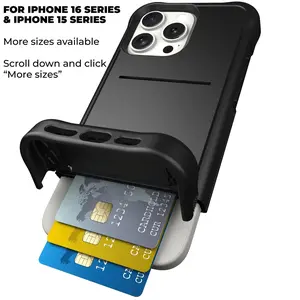 For iPhone 15/16 Series: Scooch Wingmate Hidden Wallet Case with Card Holder (Up to 4 Cards and Cash) with Wingmount Car Mount Feature and CardStand Feature, Protective for Up to 10-Foot Falls, Military Grade Protection