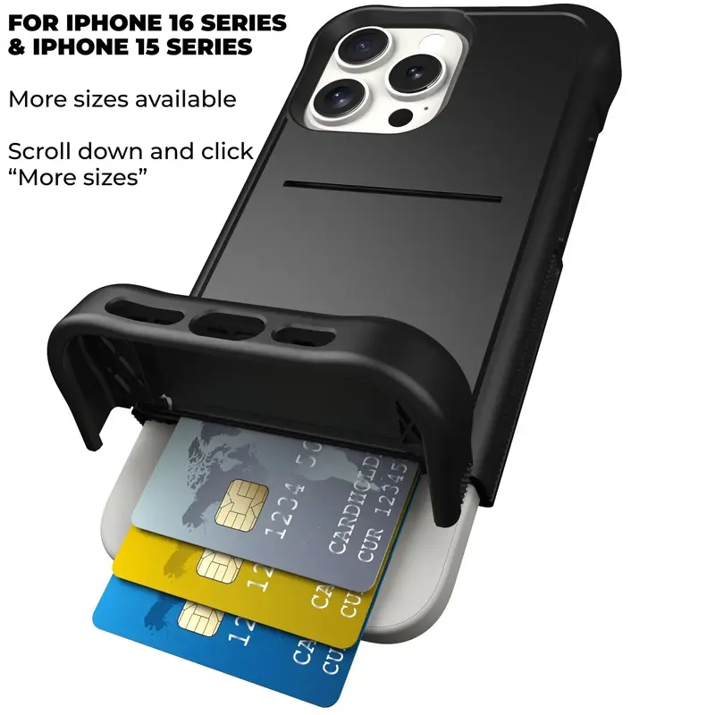 For iPhone 15/16 Series: Scooch Wingmate Hidden Wallet Case with Card Holder (Up to 4 Cards and Cash) with Wingmount Car Mount Feature and CardStand Feature, Protective for Up to 10-Foot Falls, Military Grade Protection