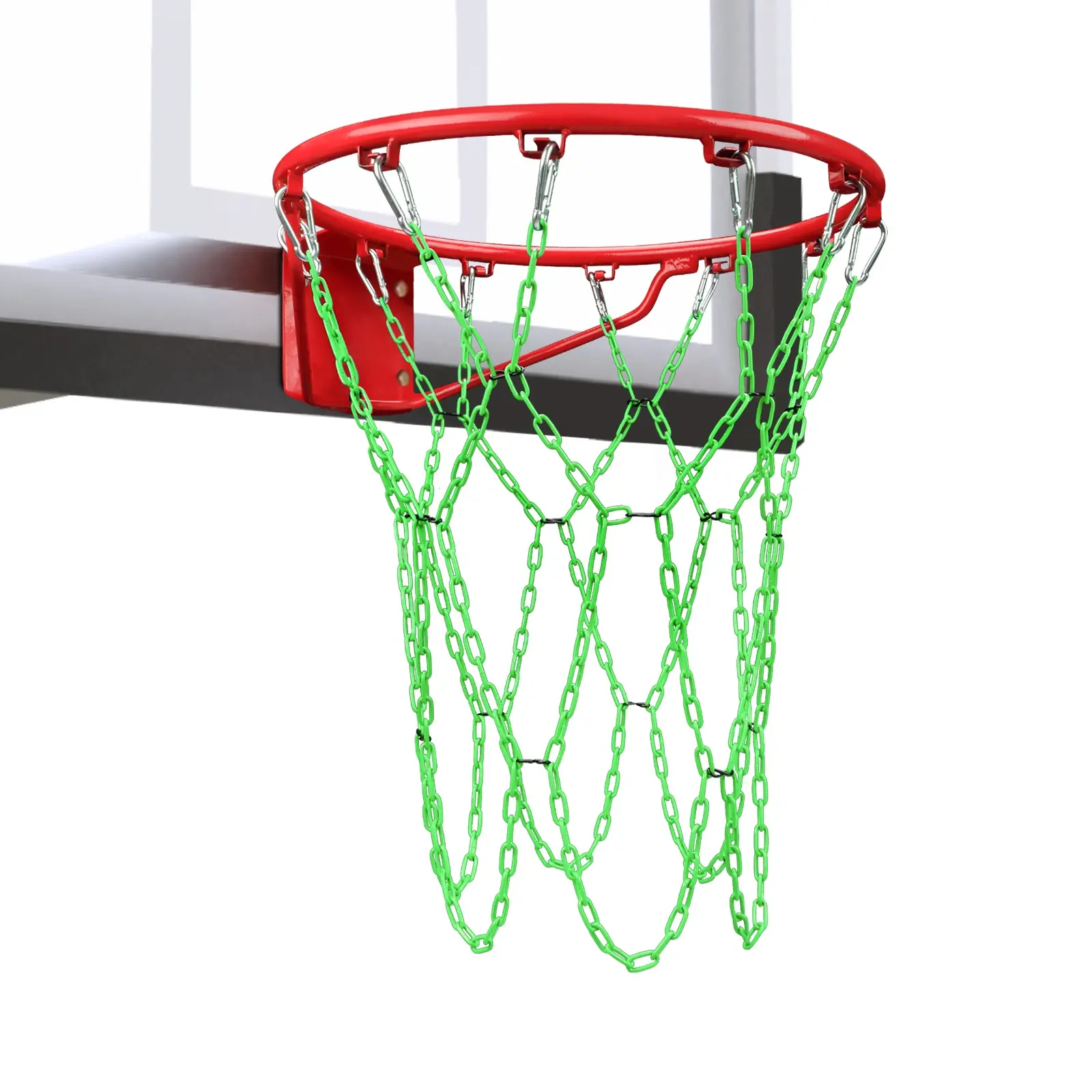 Chain Basketball Net Heavy Duty Replacement,Carbon Steel Basketball net, Anti-Rust Use Indoor Outdoor Standard 12 Loops Basketball Hoop,Green