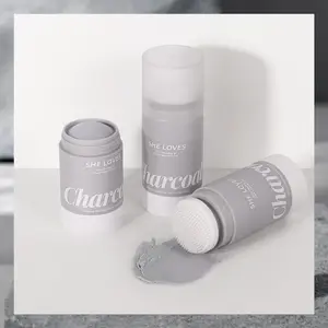 Activated Charcoal Blackhead Removal Mud Mask Stick Oil Control Cleansing Pore Shrinking Applicator with Brush Facial Cleansing Mask