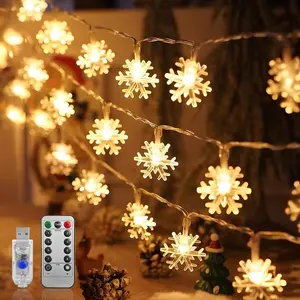 Warm /snowflake LED String Lights (10m 80led), Battery Box Included, Remote Control, Perfect for Home Decor & Festive Lighting