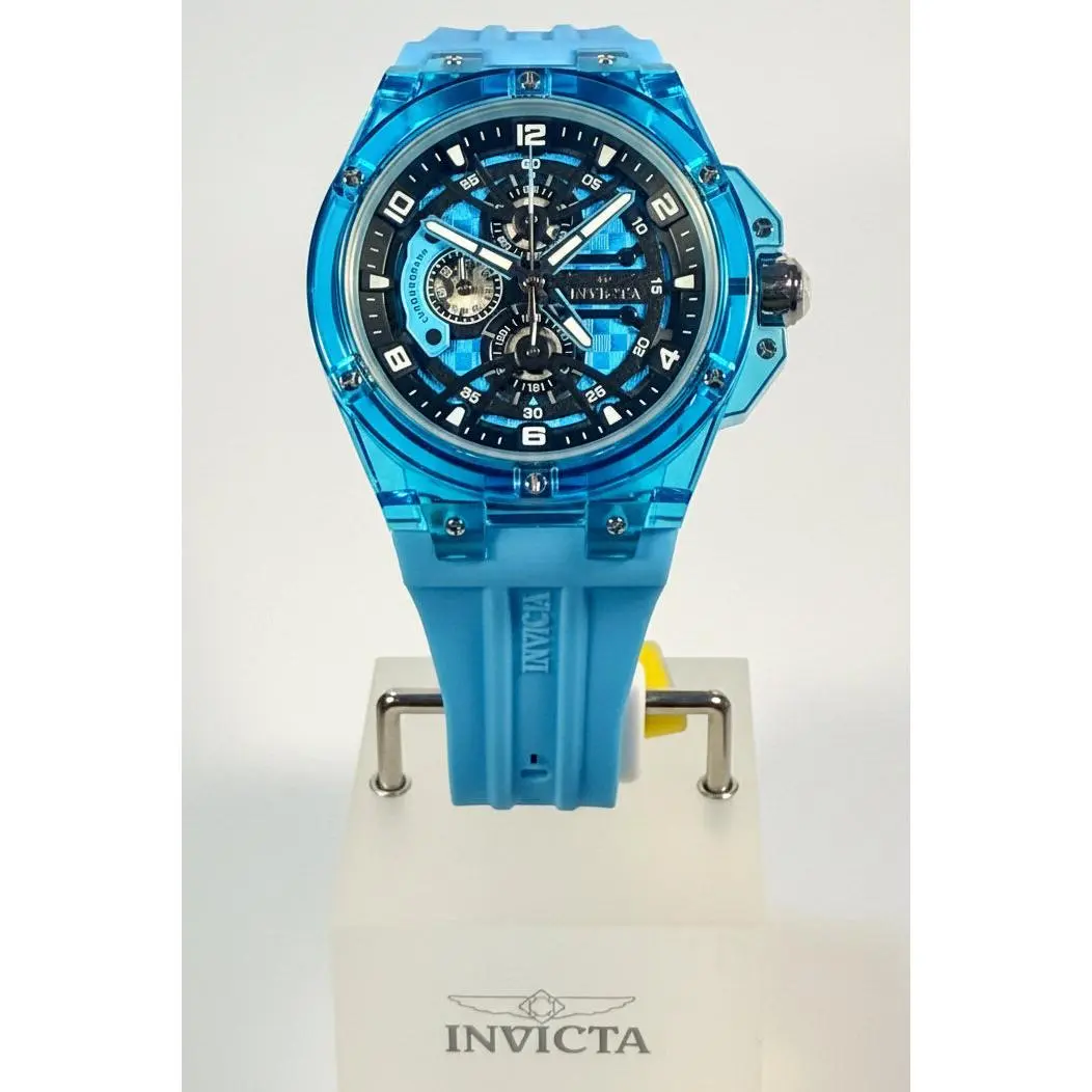 48797 Invicta Racing Mens Resin 46mm Blue Dial Chronograph 50M Flame Fusion Watch