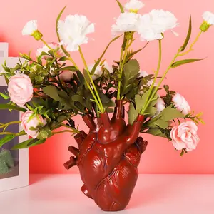 Creative Heart Shaped Resin Vase, Simulated Heart Design Vase, Home Decorative Vase, Desktop Decoration for Living Room, Flower Arrangements, and Gifts, Ornaments