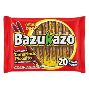 Bazukazo Tamarindo Con Chile - Candy Sticks, 20 Pieces, Tamarind Flavor With Chili, Spicy Candy, Banderillas De Tamarindo, Mexican Candy