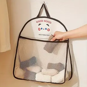 Hanging Mesh Storage Bag with Easy Wall Mounting, Hangable Breathable Fabric Organizer with Durable Construction and Cute Animal Pattern, Space-Saving Foldable Design, Ideal for Clothes Storage, Underwear Socks Handbags