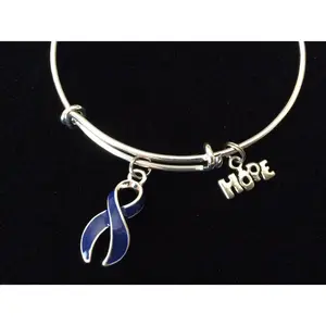 Blue Dystonia Awareness Expandable Charm Bracelet Adjustable Bangle Expandable Bracelet Gift Arthritis Colon Cancer