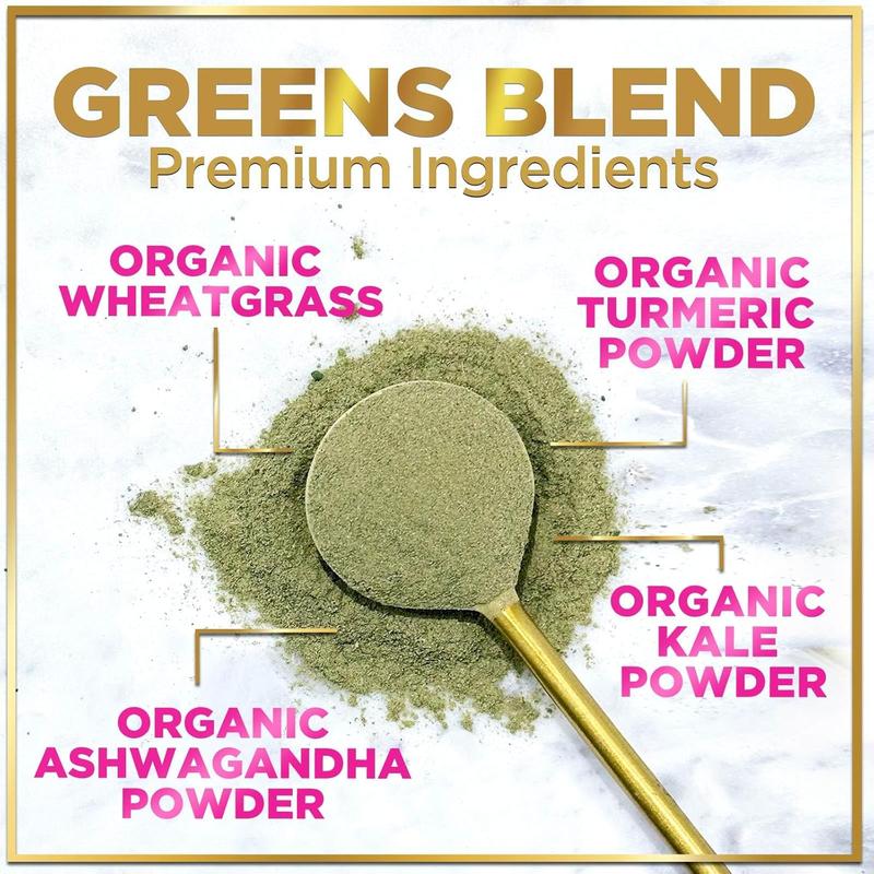 Greens Powder Superfood - Premium Organic Super Greens Juice Powder - Packed with Probiotics, Wheat Grass, Enzymes, Spirulina, Chlorella for Digestive & Gut Health, Smoothie Drink Mix - 28 Servings Healthcare Dietary