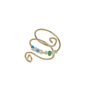 Handmade Fidget Ring with Colorful Beads - Rotating Beads for Stress Relief, Comfortable Fit, Available in Gold or Silver Finishes