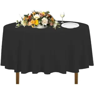 72 inches Black Round Tablecloth for 2-3ft Round  or Coffee Table, Round Tablecloth for Table with 4 Chairs. Ideal for Party, Wedding, Banquet and Events.