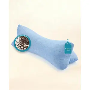 Adjustable Buckwheat  Pillow for  Sleepers - Cylinder  Support Bolster   , Cooling Fill, Roll Pillow Ideal for Office Nap, Travel , 6"x15", Blue