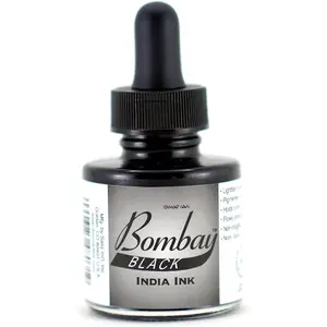 Bombay India Ink (7BY) Ink Bottle, 1.0 oz, Black, 1 Bottle