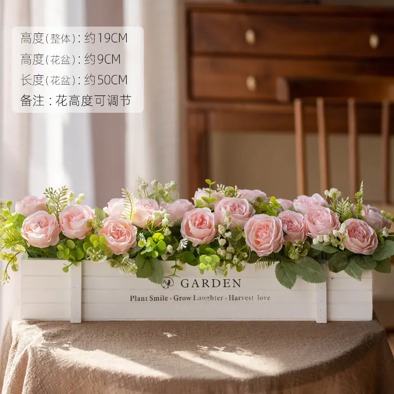 Ruth Rose Pink 50cm White Wood Fence