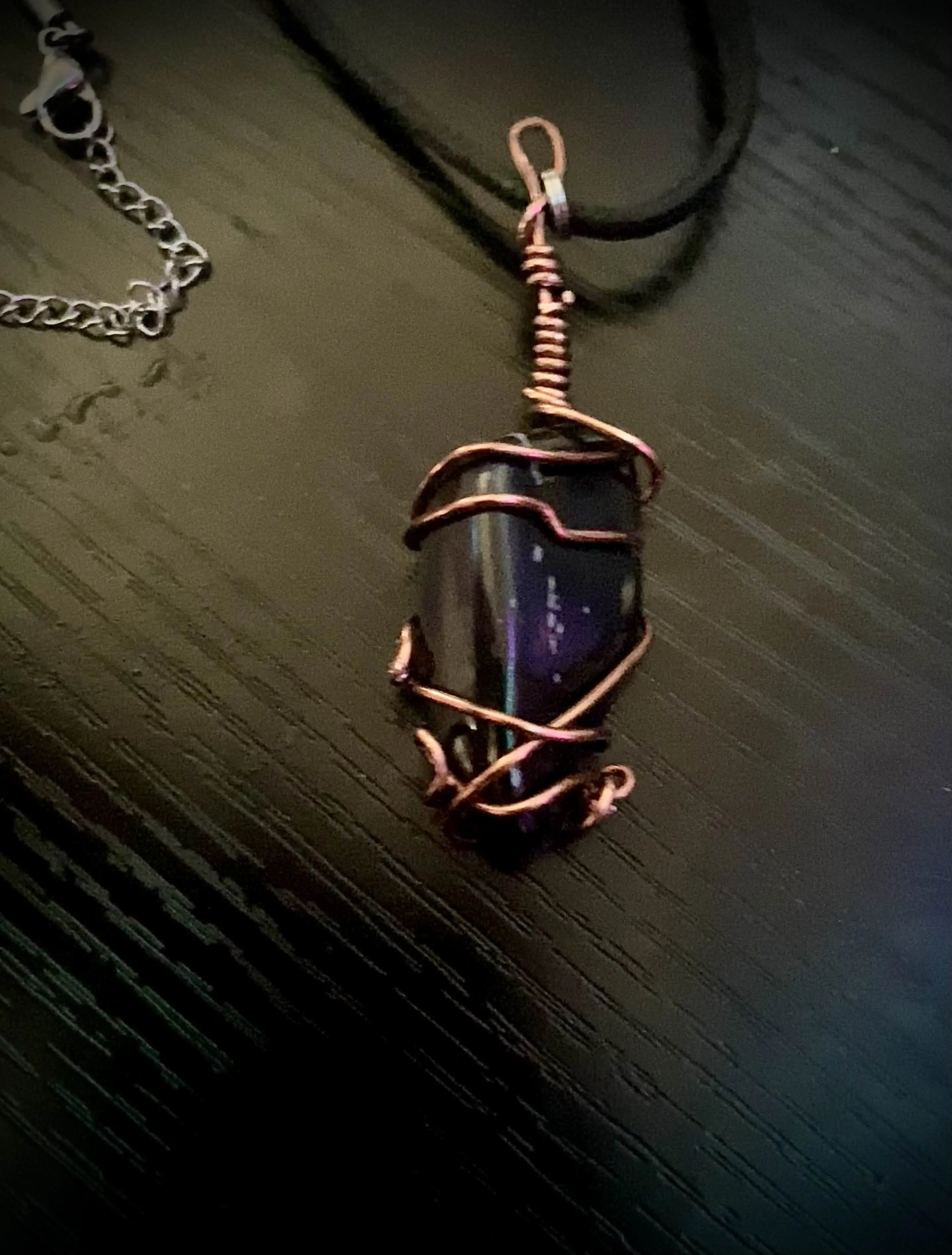 Black Tourmaline Wire Wrapped Crystal Necklace