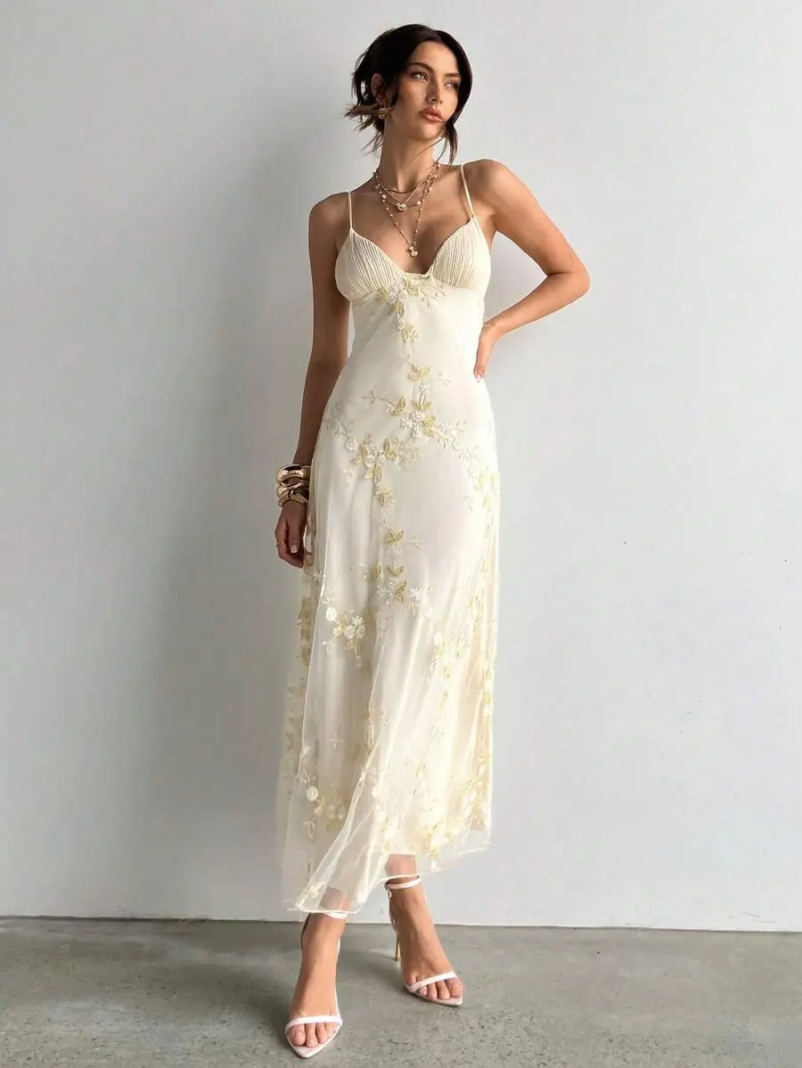 knee length dresses for ladies Punta Mita Off The Shoulder Embroidered Maxi Dress 2X