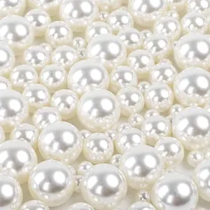 150pcs Abs Imitation Pearl Jewelry Material, Round Hole-Free Ivory Mini Pearls Set, DIY Craft Supplies, High-Luster Finish, Diy Beads