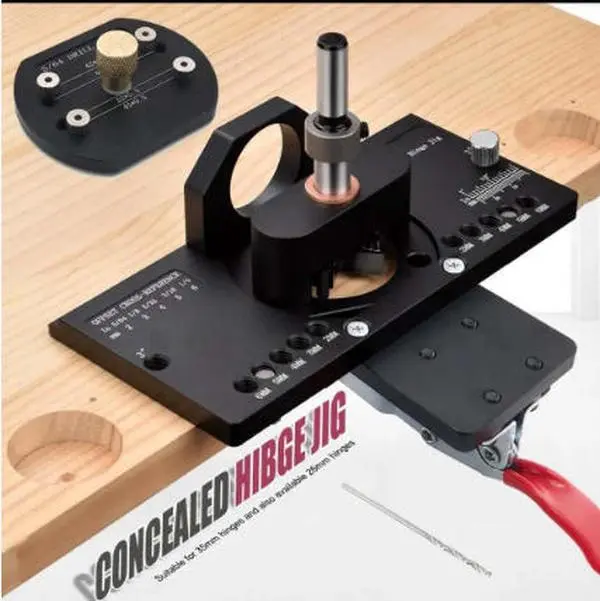 35mm/1.377in hinge hole opener, wooden wardrobe cabinet door hinge hole locator, drilling assistant adjustable auxiliary hole puncher, used for woodworking and furniture installation, door and cabinet hinge installation tool