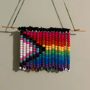 Progress Pride Flag Pony Bead Mini Decoration Beaded Curtain Wall Hanging
