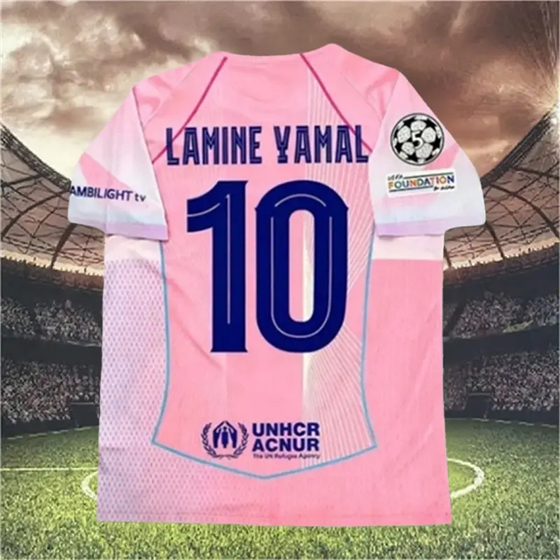25 26 Barcelona Pink #10 Yamal Short sleeve Soccer jersey - TikTok