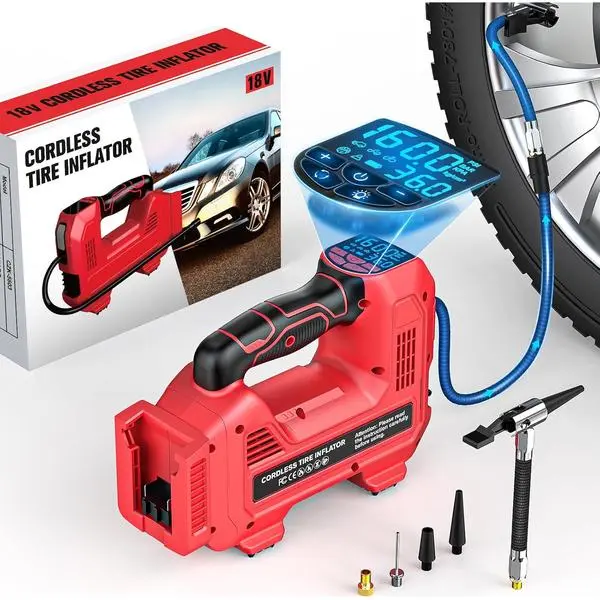160PSI Cordless Tire Inflator Air Compressor Compatible With Milwaukee 18V Battery, Portable Handheld Air Pump with Digital Pressure Gauge for Cars Motorcycles Bikes Sport Balls (Tool Only)