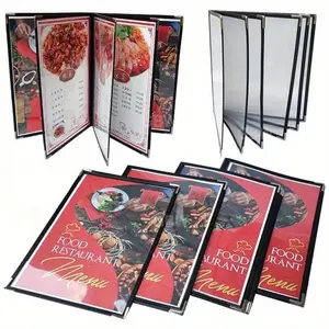 For A4 1/2/4/ 6/8/ Slots Single Dobule Three Panel Plastic Menu Holder Transparent Folder Cover