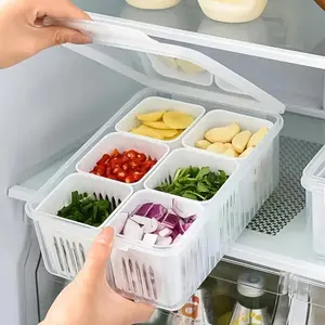 Refrigerator Preservation Box, 1 Count Multi Grid Food Storage Container with Lid, Kitchen Storage Box For Home