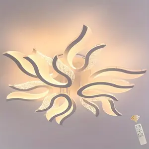 9 Lights 37" Acrylic LED Semi-Flush Ceiling Lights Dimmable for Living Room, Hallway, Bedroom, Foyer, 3000-6500K