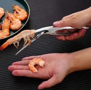 Shrimp Deveiner & Shell Remover Stainless Steel Seafood Prep Tool Ergonomic Fishbone Design Easy Shell Vein Removal Compact Kitchen Gadget